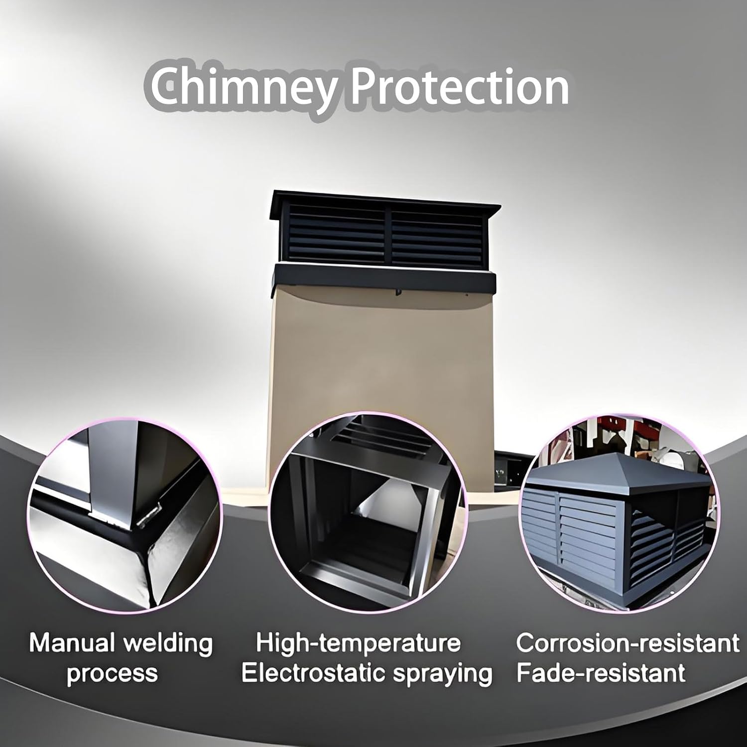 Chimney Cap- Villa Cowl Fireplace, Chimney Caps Square Rain Windproof Cover