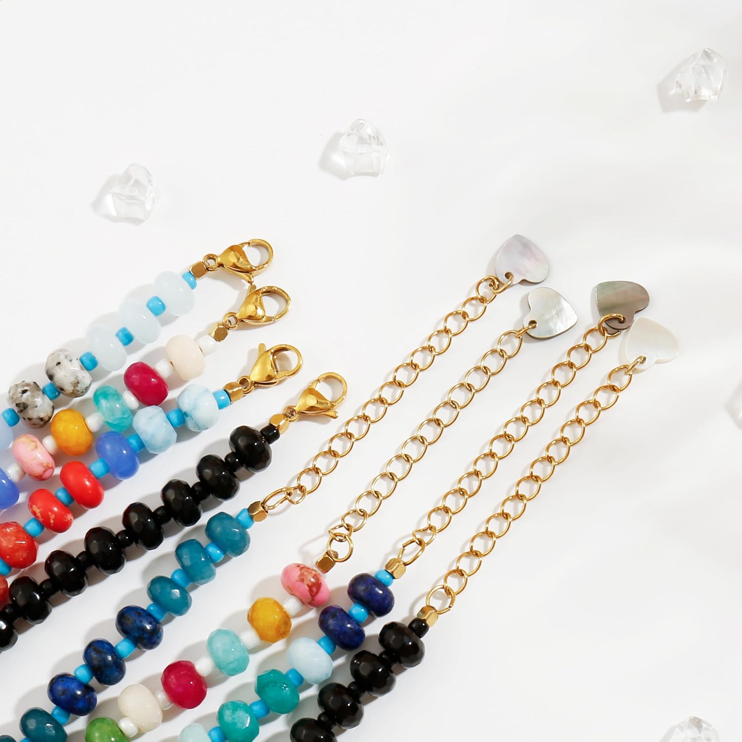 Colorful Gemstone Beaded Necklaces For Women Trendy Rainbow Natural Stone Boho Handmade Stainless Steel Waterproof Strand Necklaces Jewelry For Women Gift - Image 6