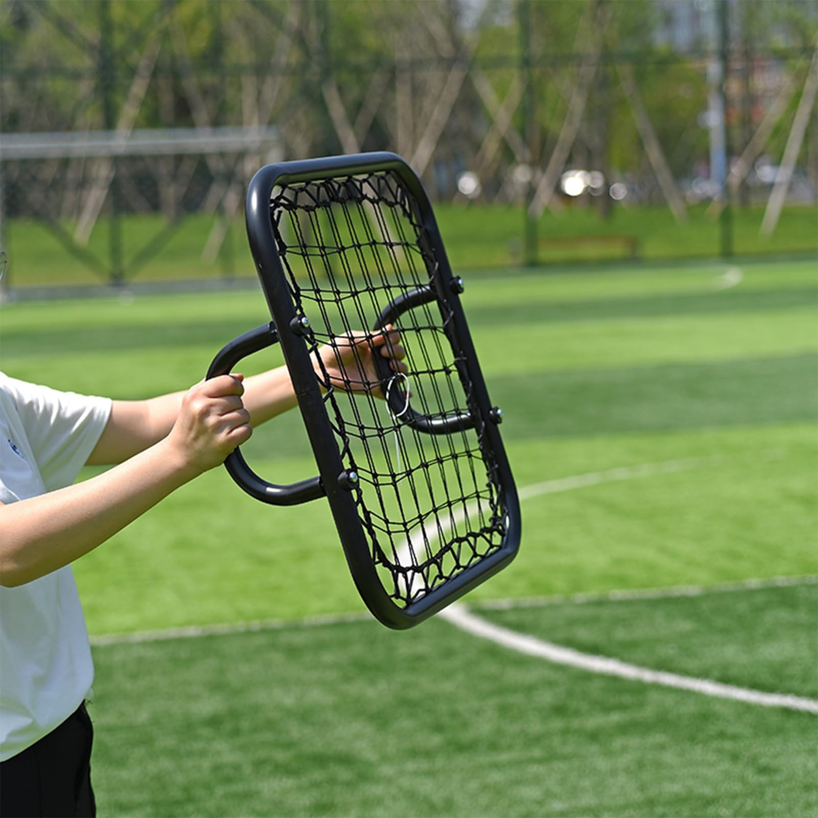 Rete da Rimbalzo per Calcio, reti da Rimbalzo Portatili a Molla, Attrezzatura per Allenamento di Calcio, Angolo Regolabile Resistente agli Urti, per Controllo Passaggio tiro Pratica