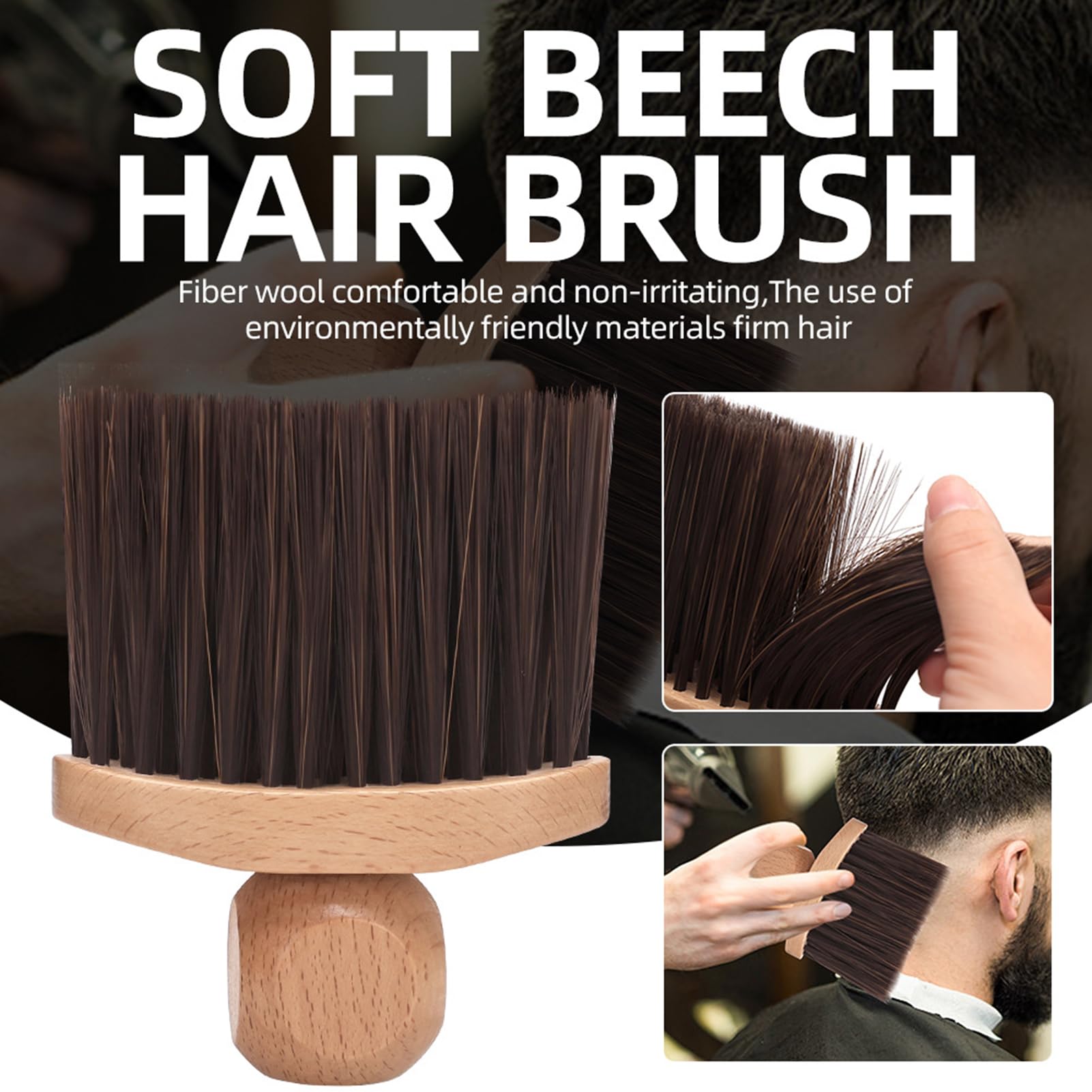 Spazzola per collo da, con setole morbide, spazzola per spolverare i capelli con manico in legno, per barbieri, saloni di bellezza, case residenziali, appartamenti, parrucchieri, uomini