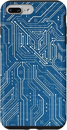 iPhone 7 Plus/8 Plus Motherboard Microchip Circuit IT Computer Background Blue Case