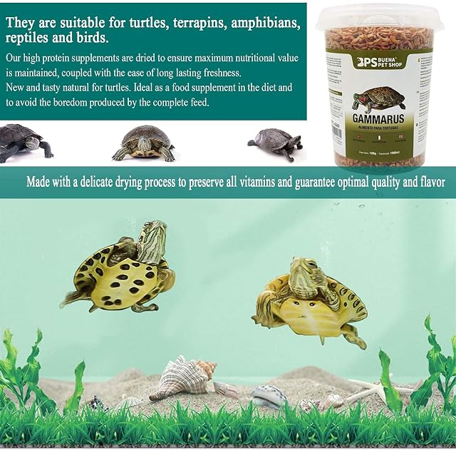 Foto 2 de 4 de BPS Alimento Gammarus Comida Alimentación Natural para Tortugas Acuáticas Alimento Flotante Turtle Terrapin…