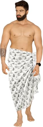 LA LEELA Mens Cover Up Casual Vacation Beach Holidays Summer Long Swim Trunk Swimwear for Men Beachwear Pareo