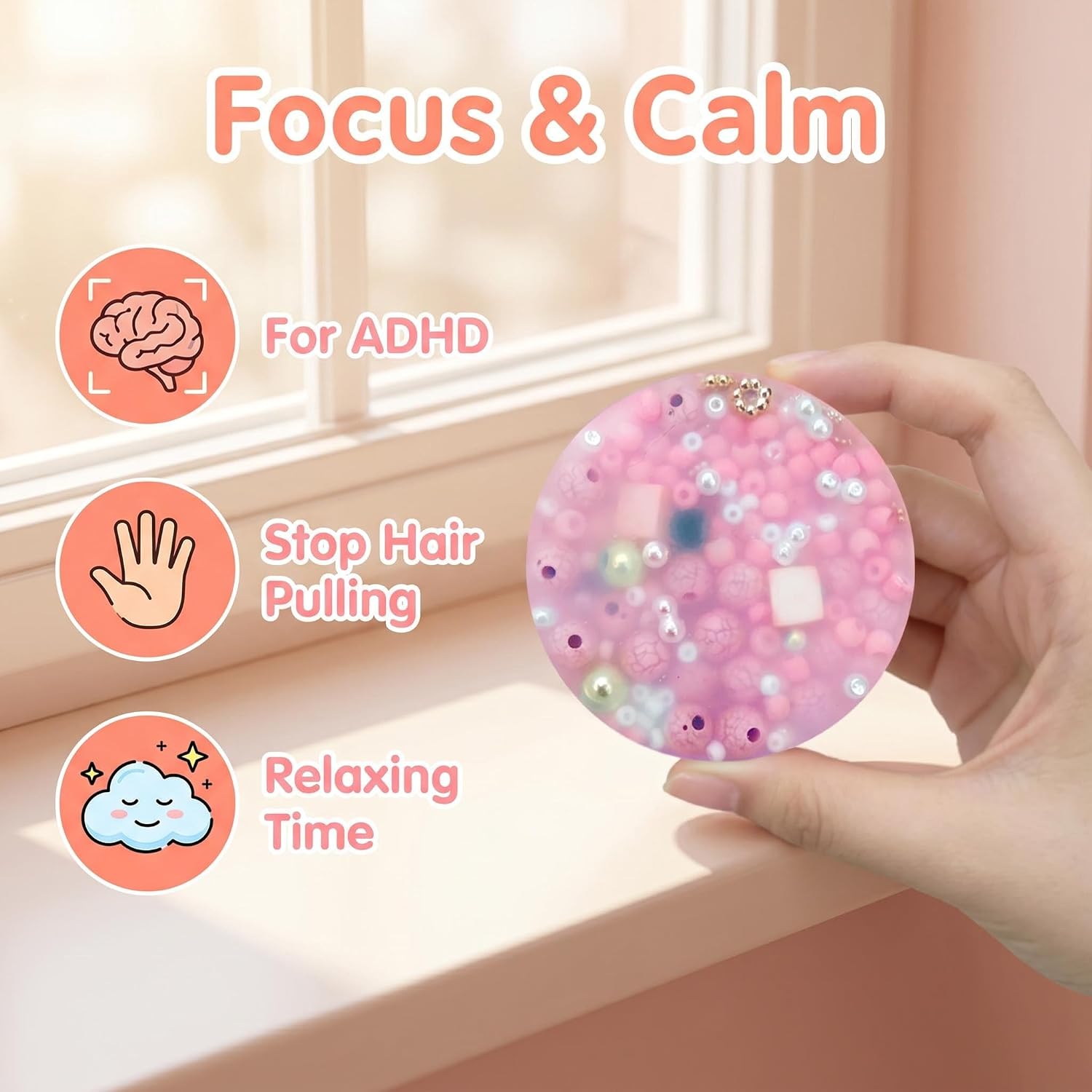 4 Pack Skin Picking Fidget Toys, Picking Pad, Picking Fidget Pads, DIY Bracelet Stocking Stuffers, Skin Picking Pad for ADHD, Relax Gift for Xmas Halloween Birthday Party (6CM/ 2.93“)