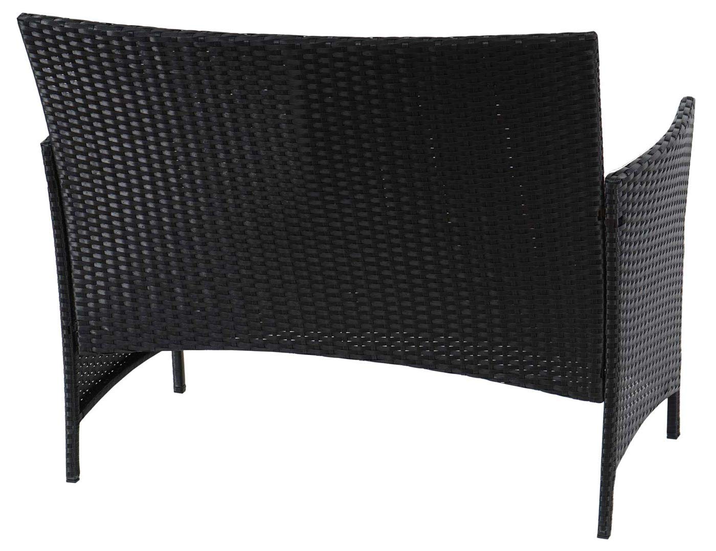 Mendler Divano sofa esterno giardino 2 posti Halden 106cm polyrattan antracite con cuscino arancione