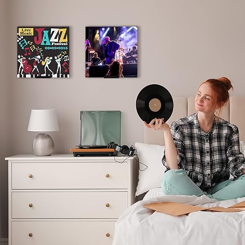 Miniatura 6 de Weysat 10 estantes de vinilo para montaje en pared estantes de discos de vinilo de madera soporte para discos de vinilo soporte para discos de