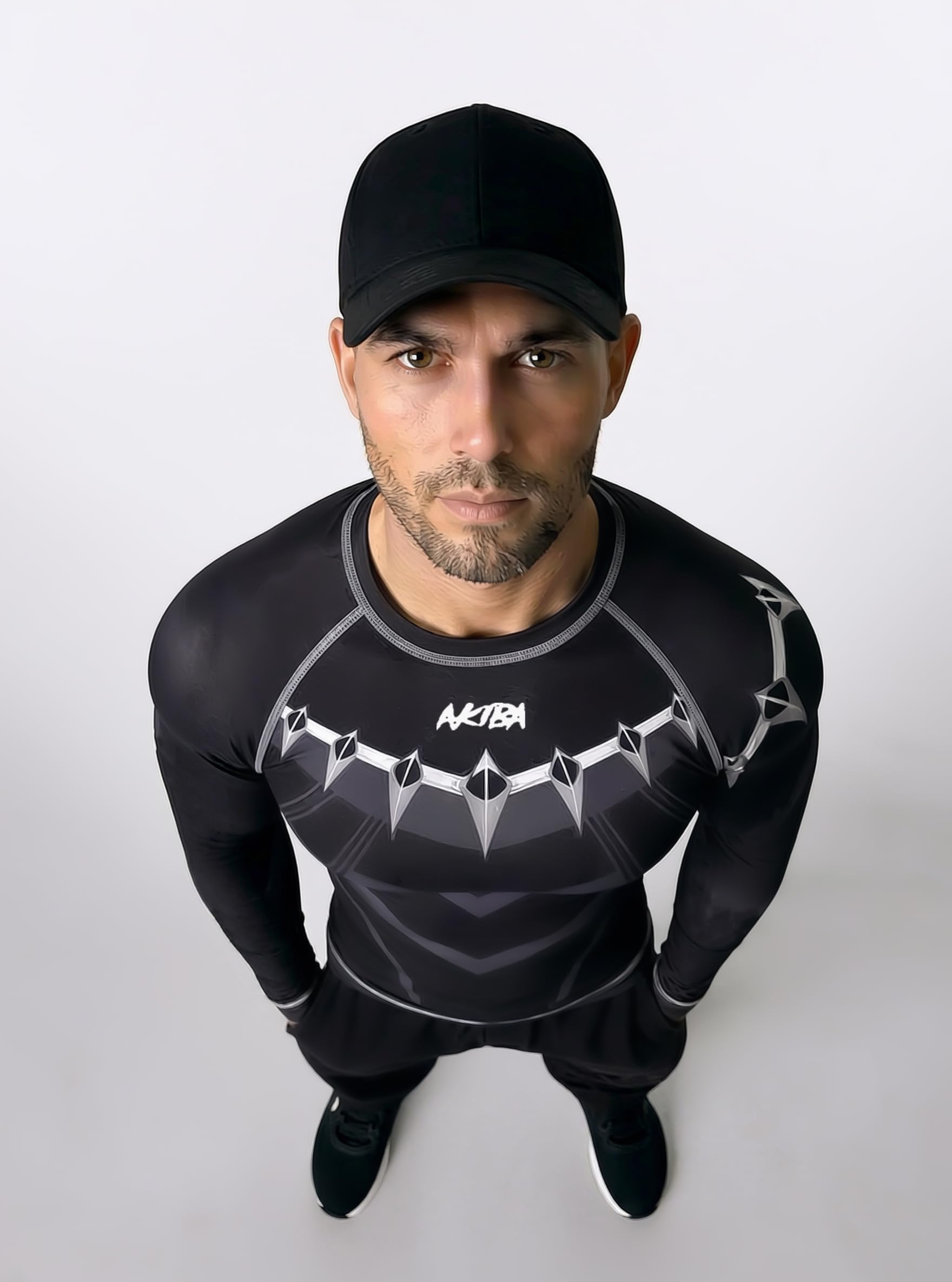 AKIBA Full Sleeve Compression Rash Guard for Men (Black, 44) | Performance Fit Athletic Shirt for MMA, BJJ, Gym, Running, Cycling | Moisture-Wicking, Durable, Crew Neck Design | Protection & Comfort 1