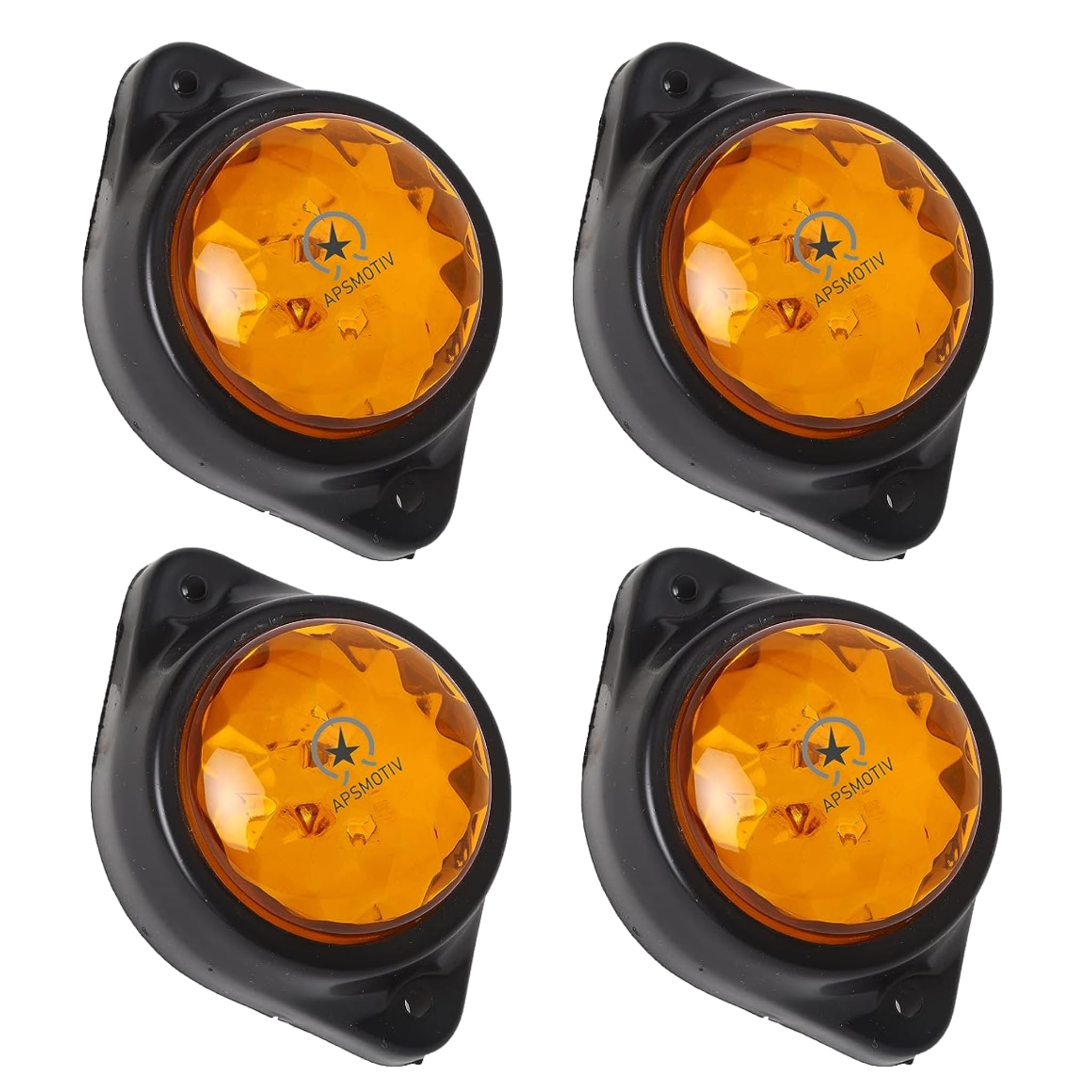 APSMOTIV 4-Pack Round Amber LED Rear Side Marker Clearance Lights Indicator for RV Camper Motorhome Truck Trailer 24V Side Marker