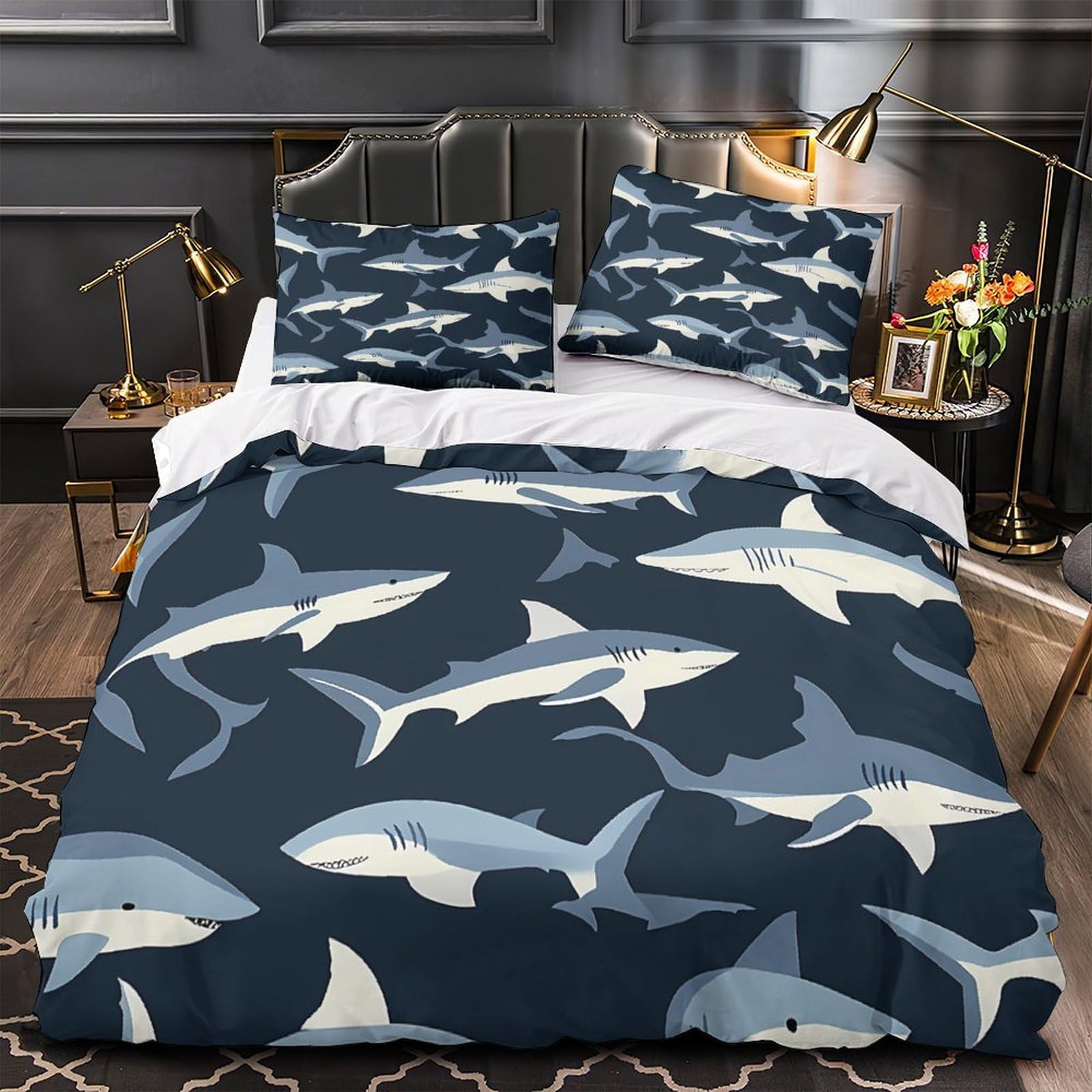 Parure de lit requin hypoallergique en microfibre ultra douce