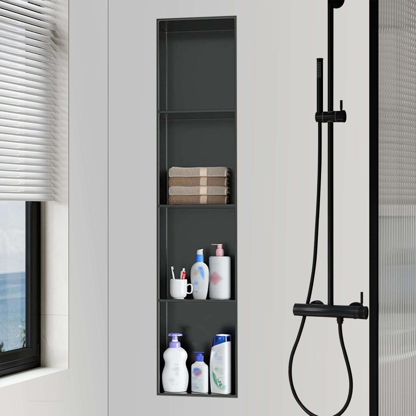 Niche de douche encastrée kit d'inserts alcôve salle de bain acier inoxydable