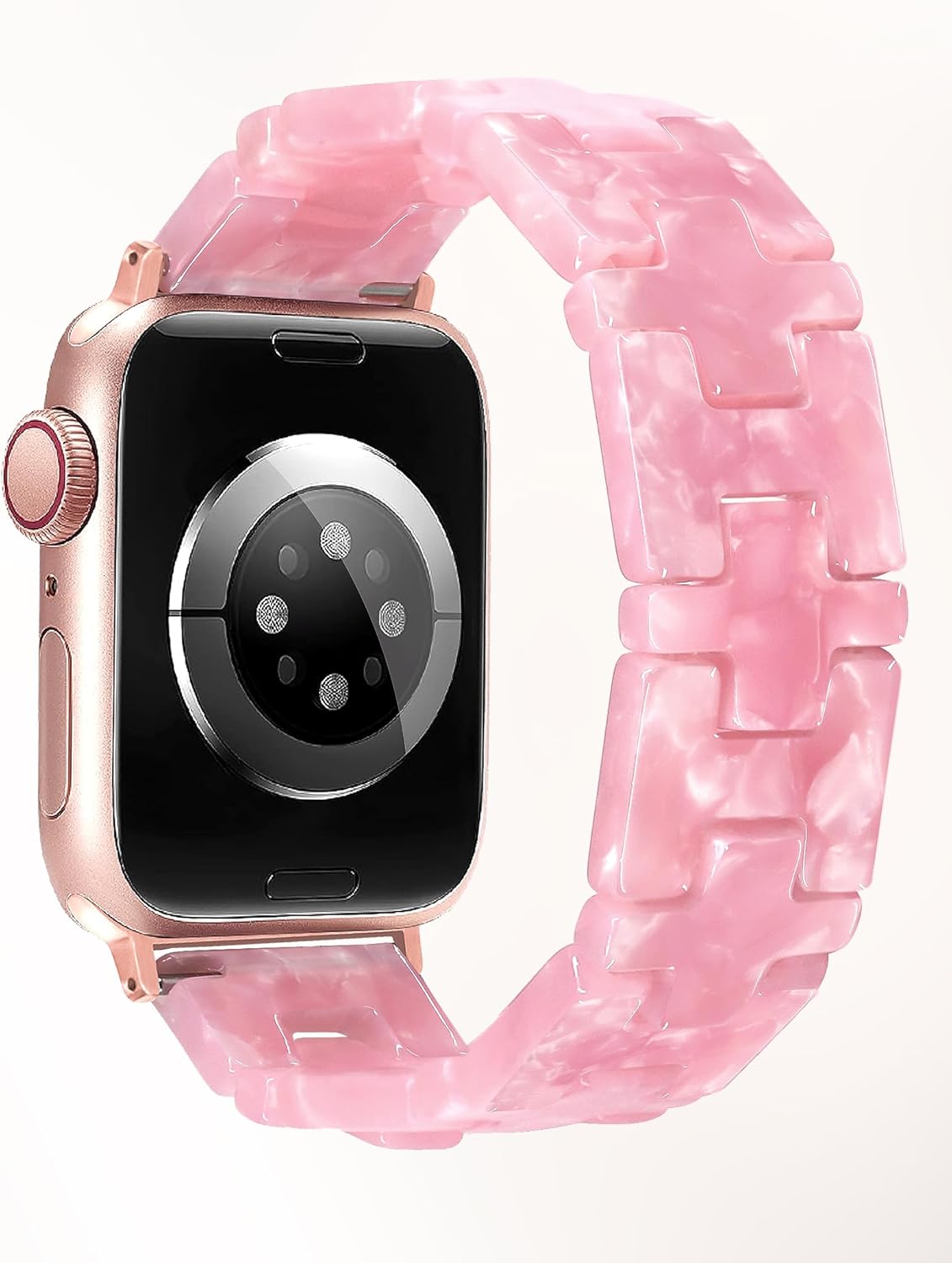 JR.DM Resin Stretchy Tortoise Shell Fancy Beaded Bracelet Light Watch Band Women Compatible with Apple Watch Band 38mm 40mm 41mm 42mm (S11/10) Strap Wristband for iWatch Series 11/10/9/8/7/6/5/4/3/2/1/SE/Ultra(M) - Image 8