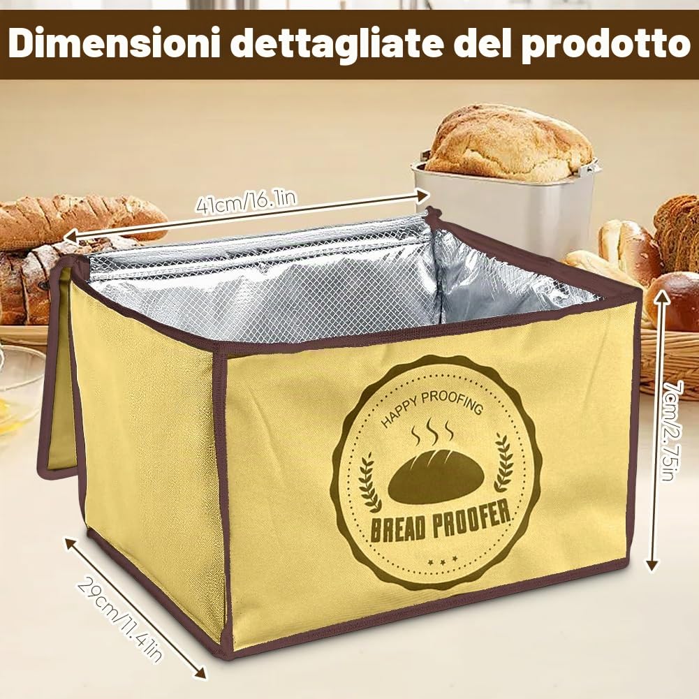 Gärbox per lievito madre, contenitore per impasto pizza con coperchio - Scatola pieghevole per lievitazione del pane 30L, temperatura e timer, scatola per impasto pizza con coperchio, teglia