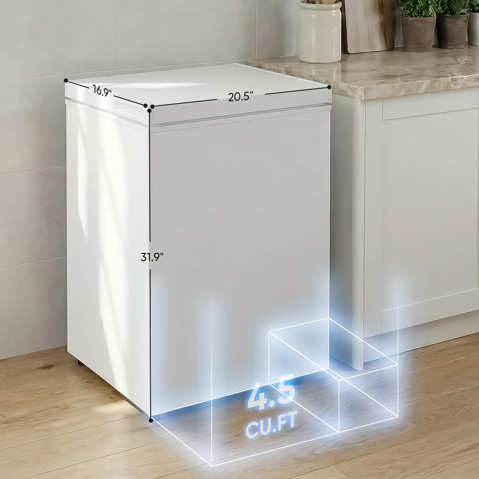 Tabu 4.5 Cubic Feet Chest Freezer, Energy Saving Chest Deep Freezer With 7 Level Adjustable Thermostat, Top Opening Compact Freezer With Removable Storage Basket (Black) on Fridge.com - View 3