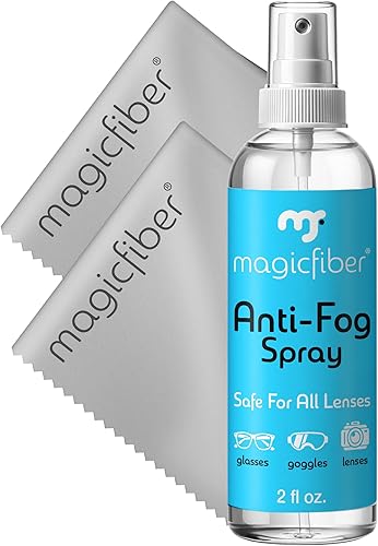 MagicFiber Kit de limpieza antivaho para lentes, gafas de natación, máscaras de esnórquel, gafas de esquí y más spray antivaho