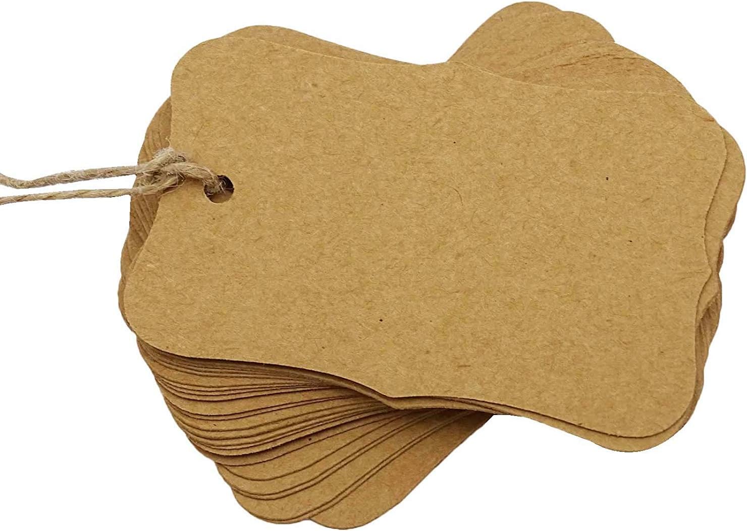 500 PCS Rectangular Shape Kraft Paper Bonbonniere Wedding Favor Tags Blank Hang Tag with Free Natural Jute Twine
