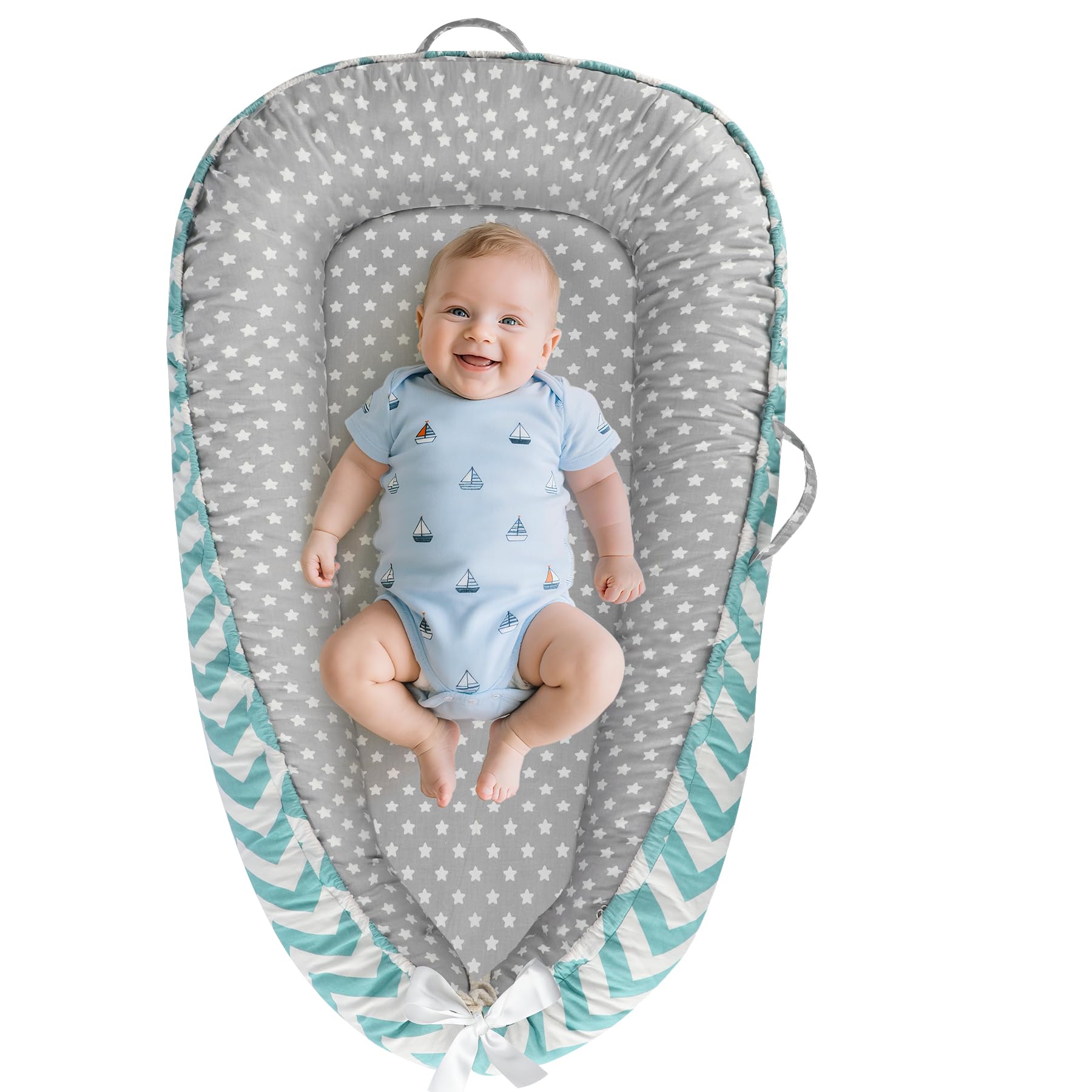 Tumbona para bebé BBWOO, para recién nacidos de 0 a 24 meses, transpirable y suave, con funda de algodón, nido portátil y acogedor, ideal para el hogar y viajes, ideal como regalo para baby shower.