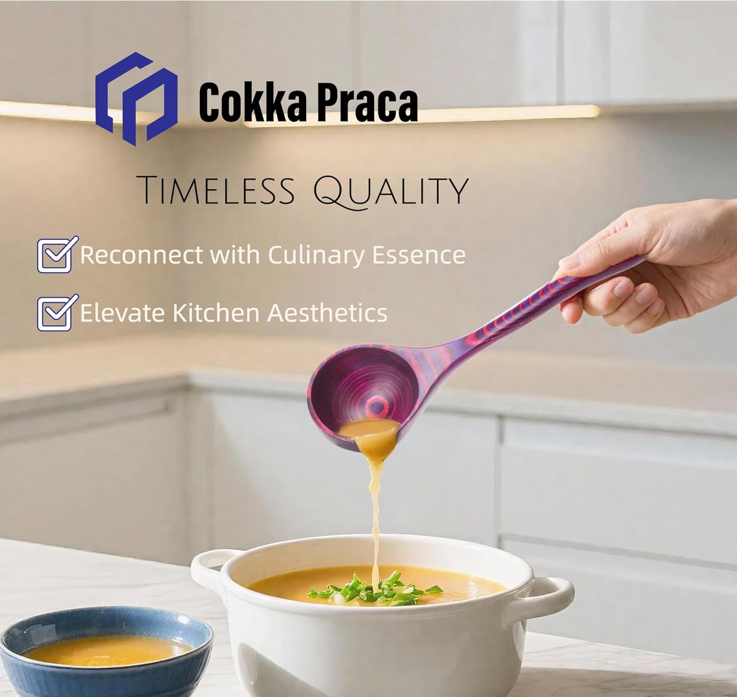 8 PCS Pakkwood Kitchen Utensil Set | Kitchen Cooking Utensil Set with Soup Ladle | Pakkawood Utensils | Non-Stick Wooden Spoons for Cooking | Byzantium