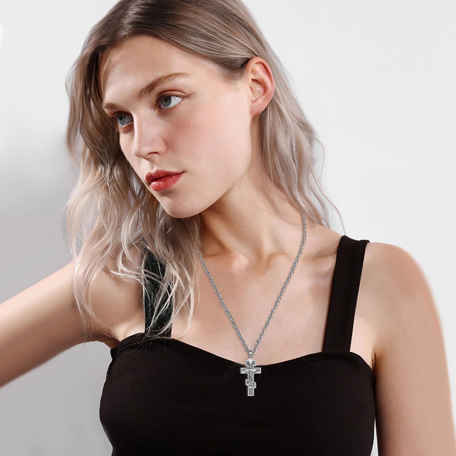 CELESTIA Kreuz Anhänger Heiliger Christophorus Erzengel Michael Heilige Drei Könige Kruzifix Kette Silber 925 Christliche Schmuck Geschenke Frauen Mann