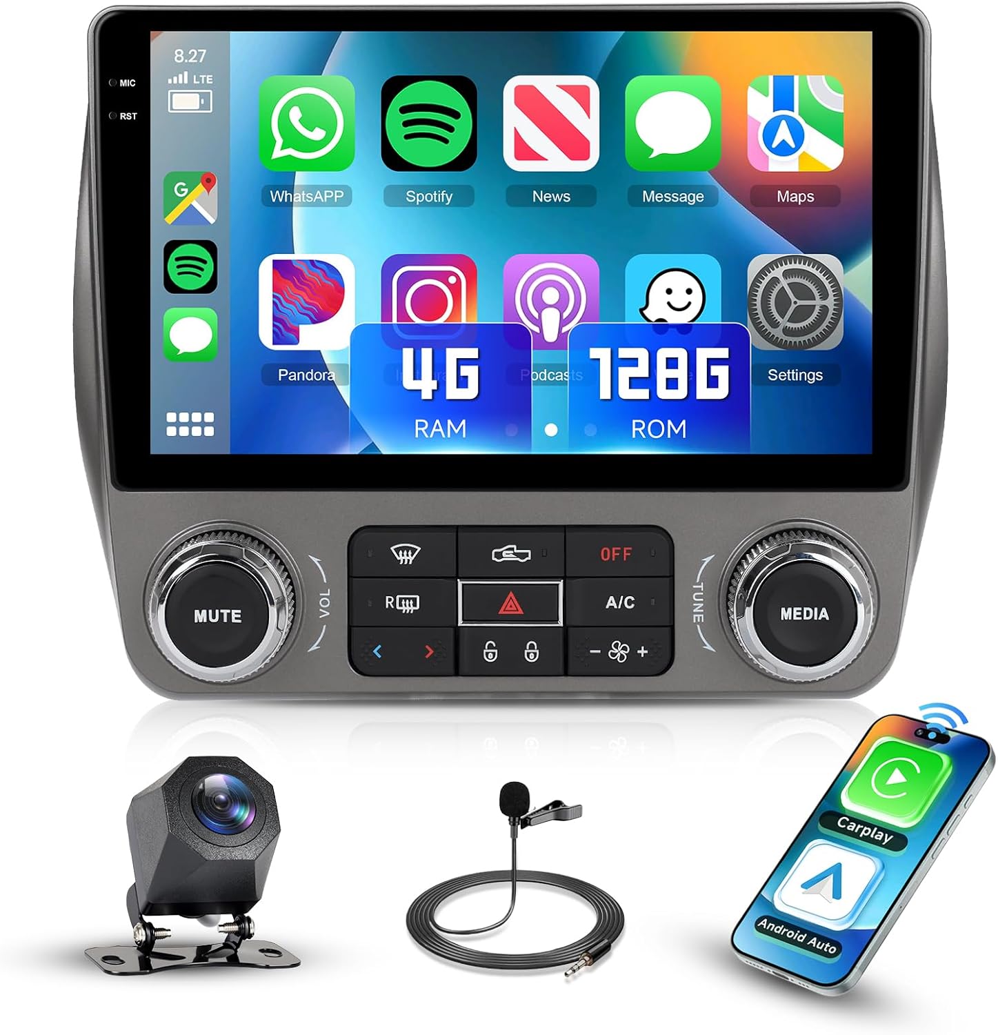 4G+128G Car Stereo for Chevrolet Chevy Camaro 2010-2015 Radio, 9inch in-Cell Touchscreen/Android 15/Wireless CarPlay/Android Auto/EQ/GPS/WiFi/5.0Bluetooth/FM/RDS/SWC/AHD Backup Camera