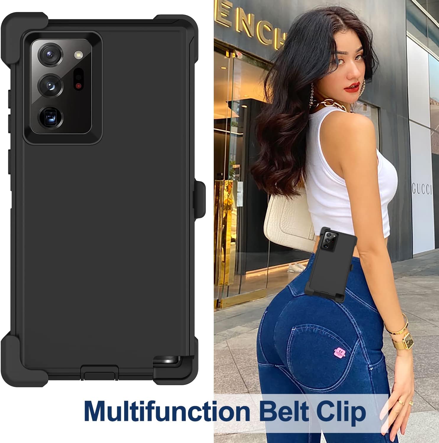 for Galaxy Note 20 Ultra Case with Belt Clip Holster, 2 Screen Protector, Military Grade Full Body Heavy Duty Shockproof Rugged Protective Cover for Samsung Galaxy Note 20 Ultra 5G Black - Image 6