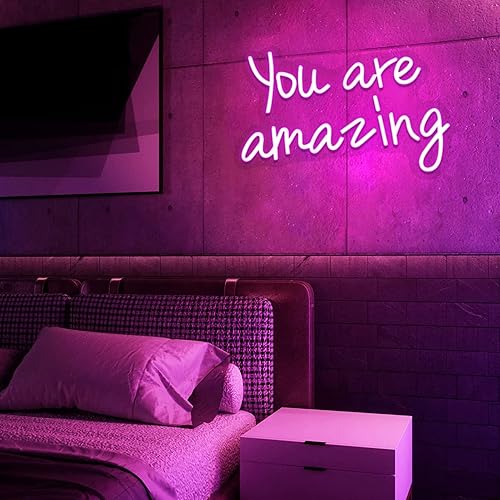Miniatura 4 de Letrero de neón con texto en inglés "You Are Amazing para decoración de pared, luz LED rosa para dormitorio, pub, club, bar". Regalo perfecto para