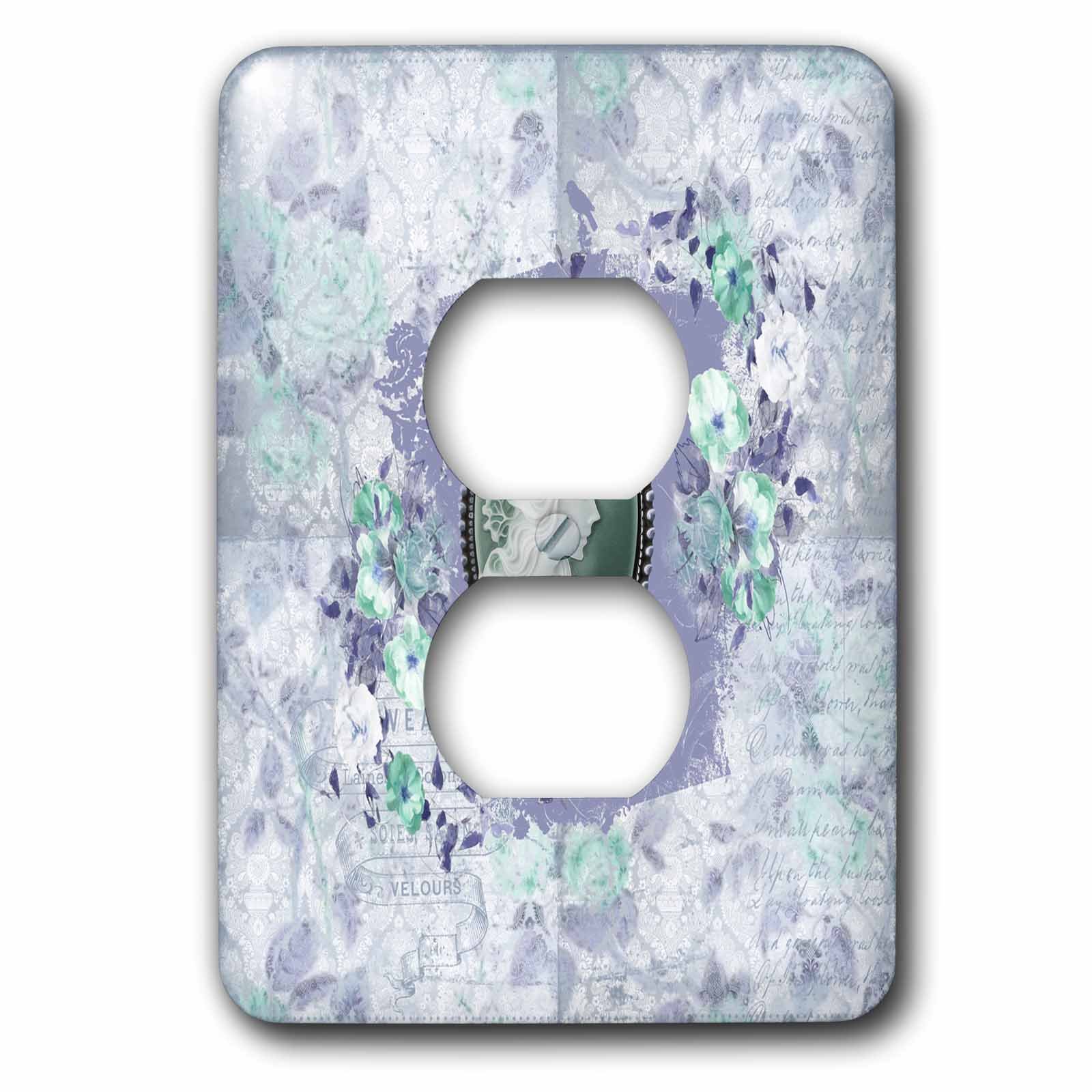 Fleurs entourant camée plaque de finition pour embellir une prise de courant lavande