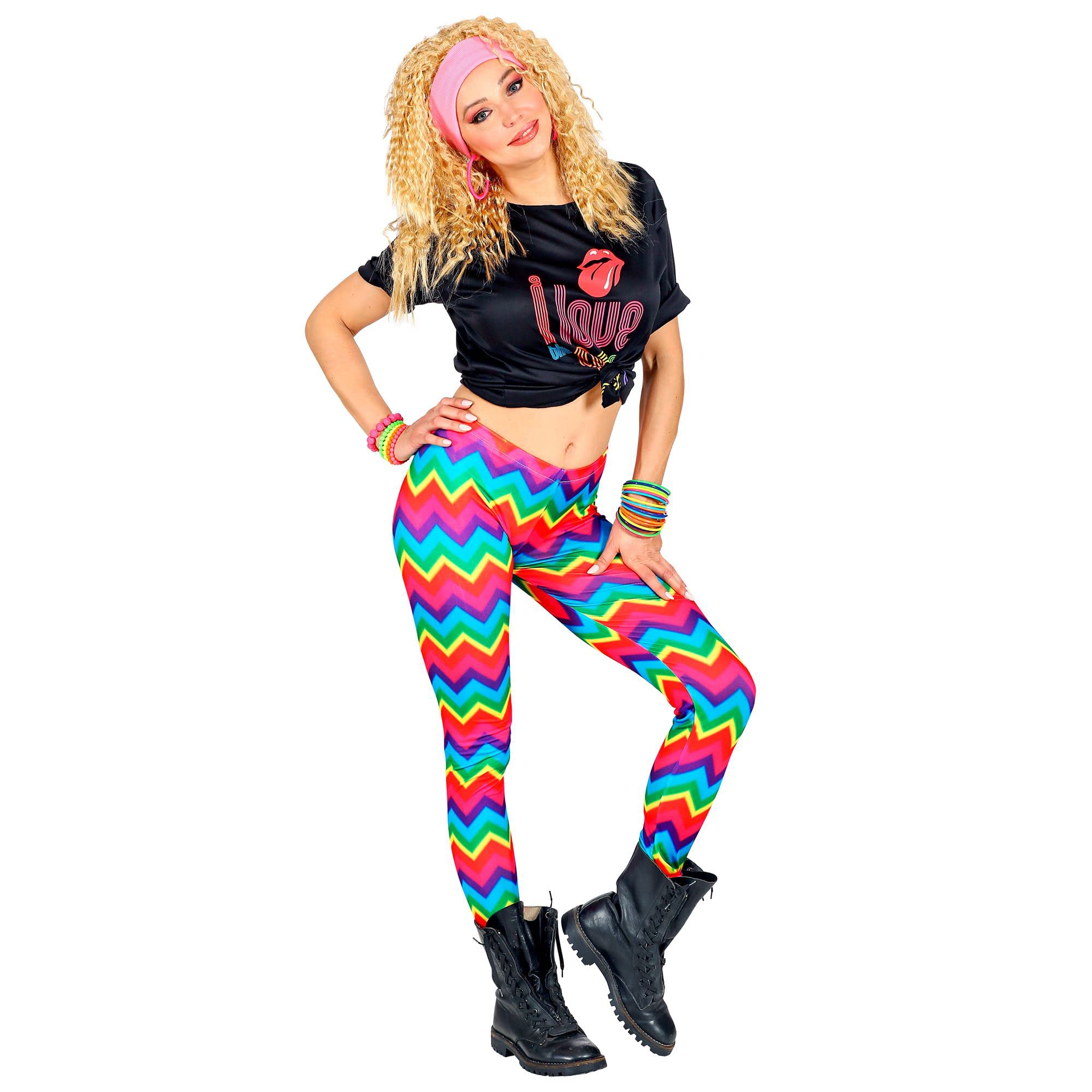 W WIDMANN MILANO Party Fashion - Legginsy 80s, lata 80, gorączka disco, zły smak, wzór w paski, impreza tematyczna, karnawał