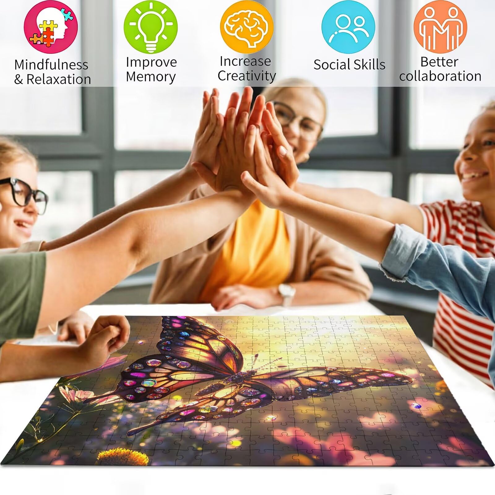 Puzzle motylkowe, 1500 elementów, trudne puzzle, drewniane puzzle dla całej rodziny, zestaw "zrób to sam" dla dorosłych, nadają się jako dekoracja ścienna, prezenty dla kobiet, temat: Sen 8p-584