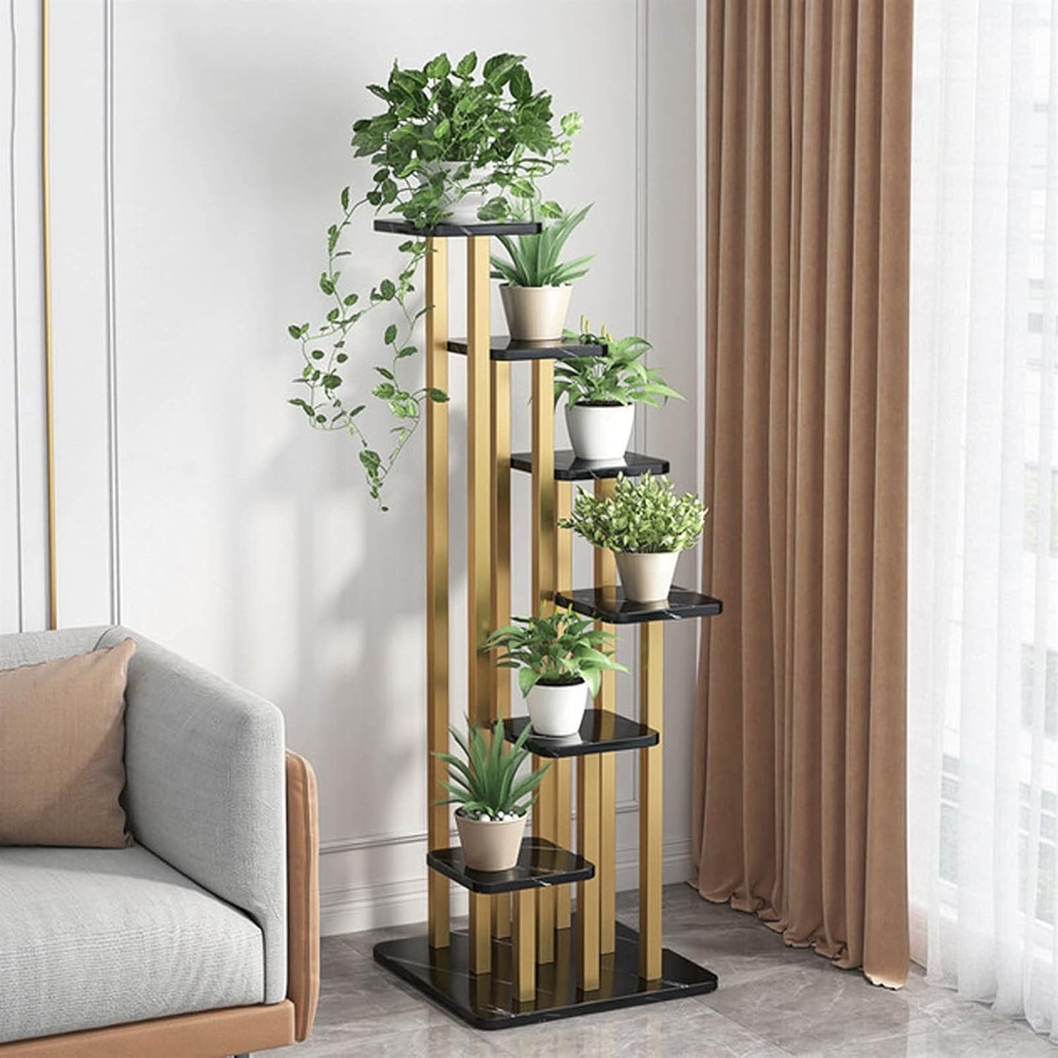Flower Stand Flower Rack Indoor Household Shelf Multi Floor Balcony Decoration Green Rose Flower Rack Flower Pot Flower Shelf Plant Stand(Purple)