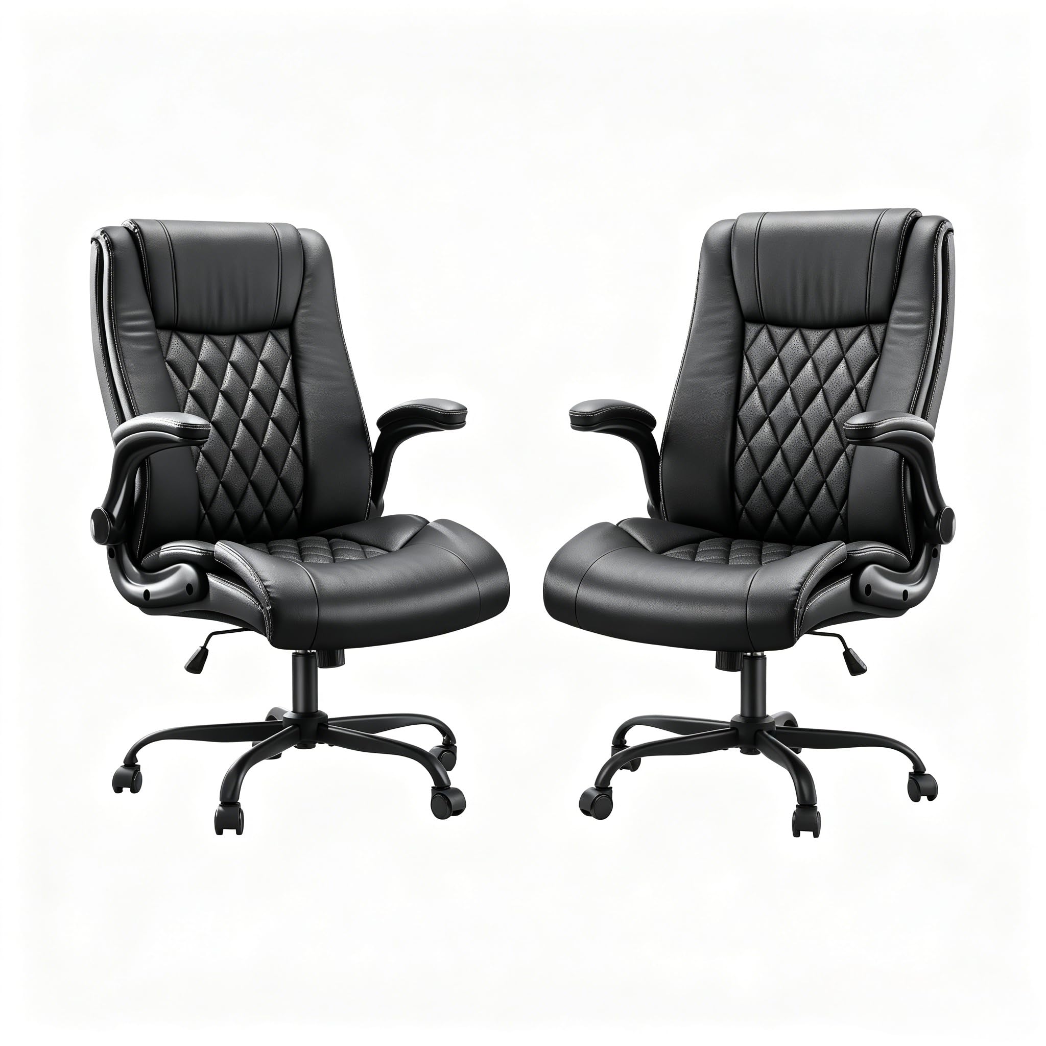 Marsail Ergonomic Mesh Office Chair High Back Desk Chair Adjustable Lumbar Support with Headrest Flip-Up Liftable Arms Swivel Computer Task Chair,2PCS