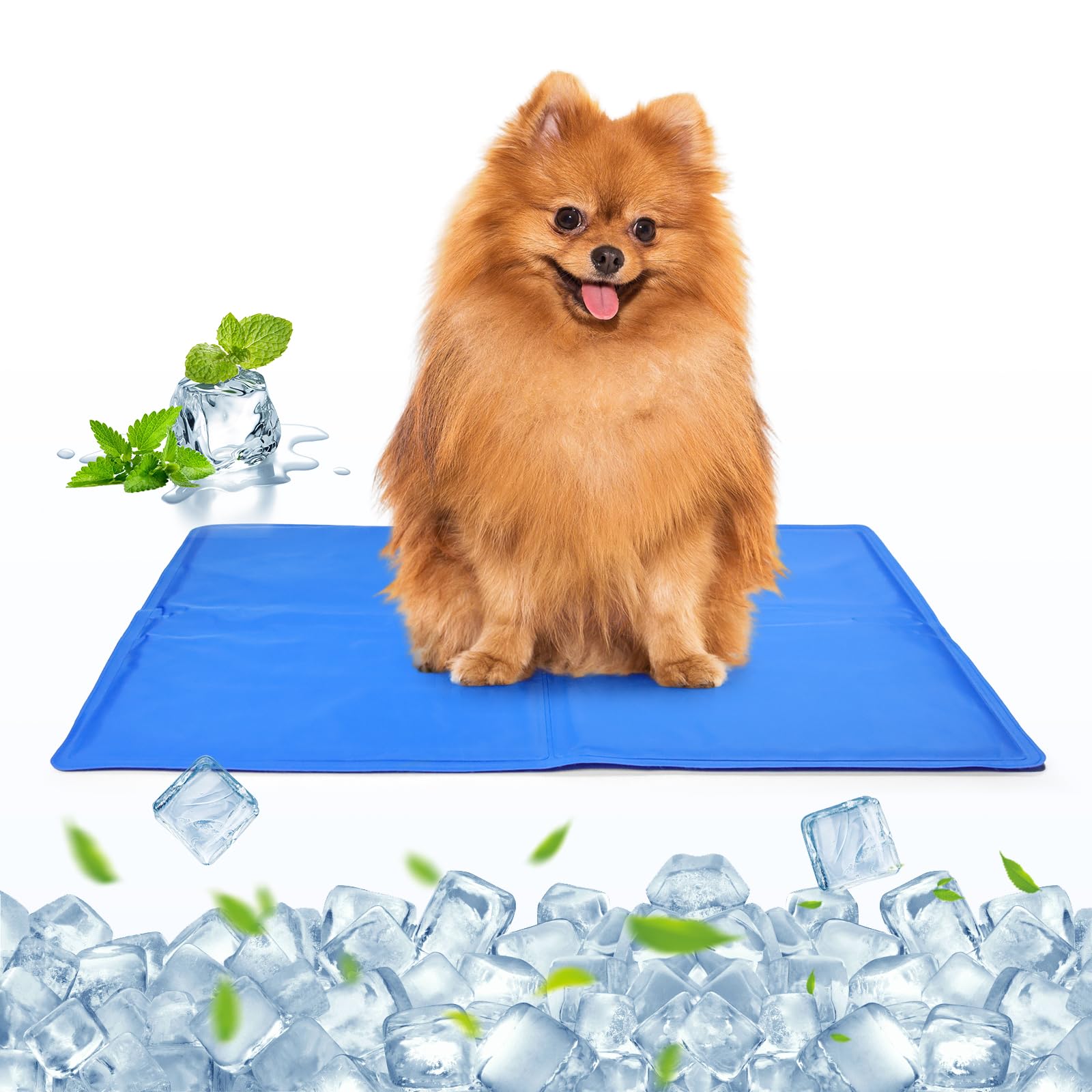 Tapis Rafraichissant Chien Auto Refroidissant avec Gel, Tapis Rafraichissant pour Chien et Chat Étanche avec Bords Renforcés, Tapis Refroidissant Pliable pour Panier Chien Canapé Voiture 65 x 50 cm