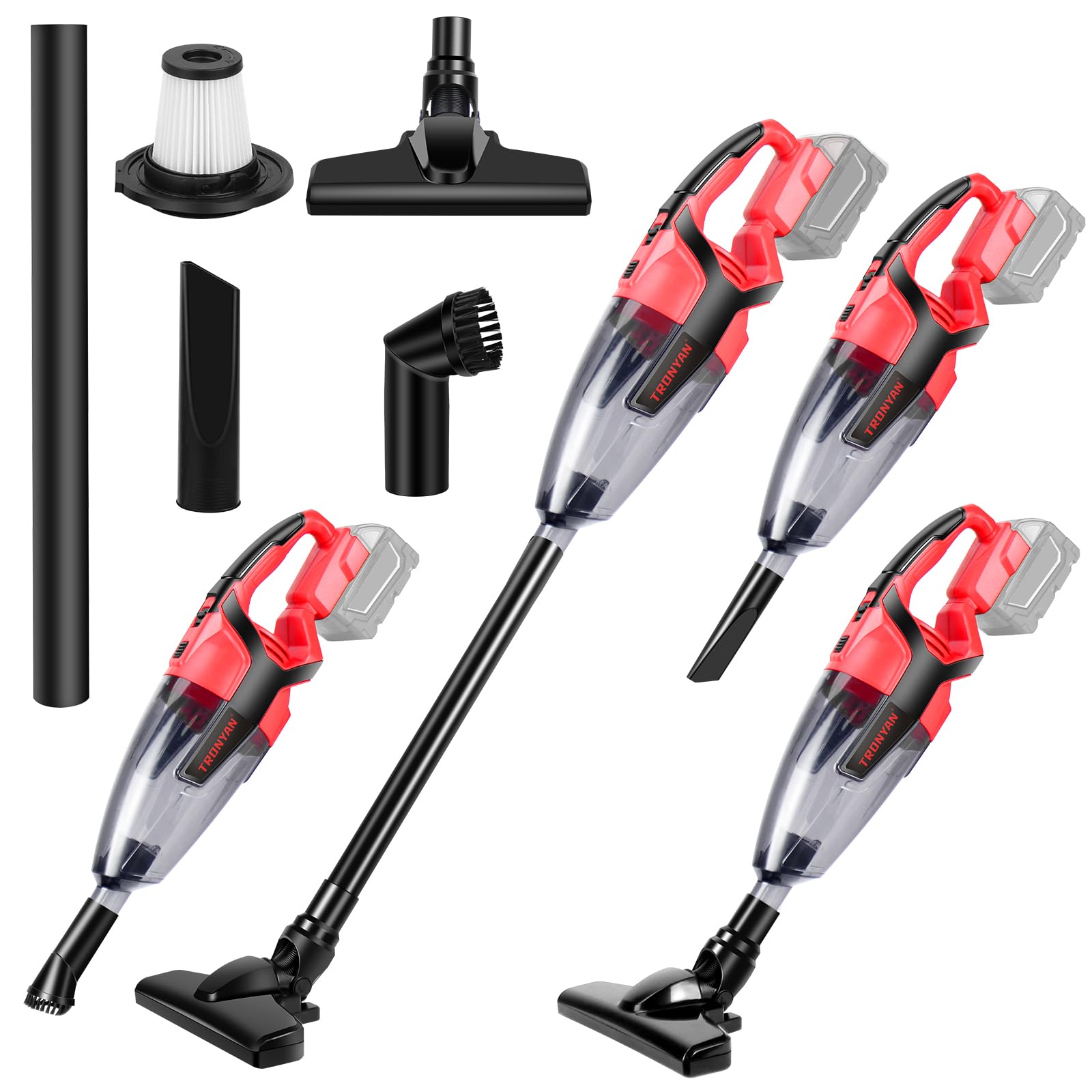 Aspiradora inalámbrica de 120 W compatible con batería Milwaukee de 18 V (sin batería), aspiradora de mano para el hogar, barco, taller, coche, pelo de mascotas, muebles, solo herramientas