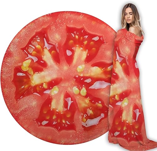 Manta de tomate divertida para adultos y niños, manta de franela suave redonda para la siesta, ideas únicas novedosas, mantas de regalo para sofá,