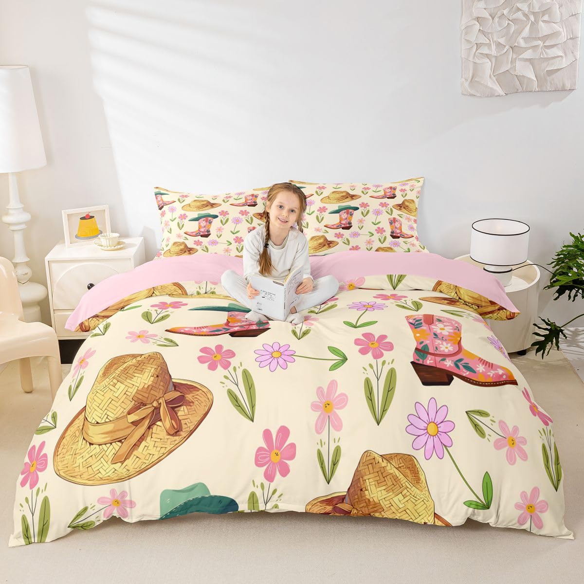 Homewish Western Cowboy poszewka na kołdrę super king kwiatowy zestaw pościeli retro dom wiejski poszewka na kołdrę kowbojskie buty zachodni kapelusz zestawy łóżek