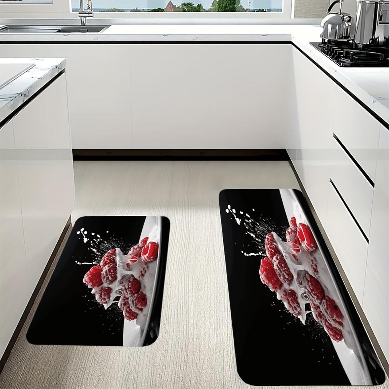 Fruit on Sugar Kitchen Mats with 2PCS Non-Slip Washable,Kitchen Rug Heavy Duty Durable, Floor Mats for Kitchen,Office,Sink,Laundry