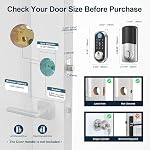 SMONET Smart Door Lock Fingerprint Keypad Bluetooth App Control Deadbolt | Silver Keyless Entry Door Lock for Homes and Apartments with Fingerprint Access, Touchscreen Keypad and Easy Installation