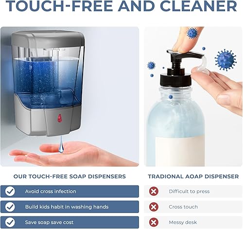 Miniatura 3 de Dispensador automático de jabón de montaje en pared, dispensador de desinfectante de manos de gel líquido de 21 onzas, dispensador comercial de