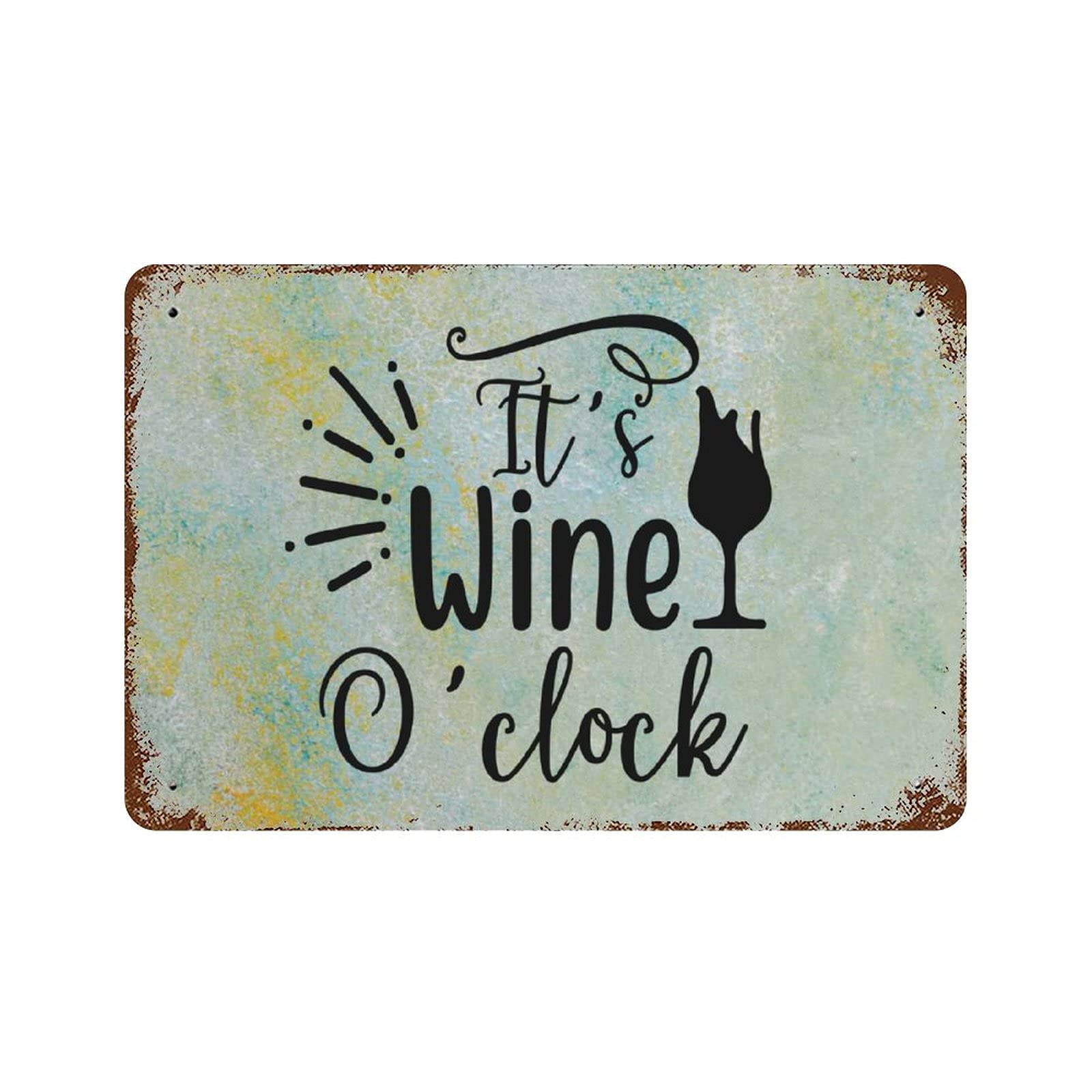 Wine Clock Tin Logo-Vintage Metal Tin Sign Warning Sign Gift Garden Yard Sign Festival Decoration Family Farm Garage Art Wall Sign 12x16inch