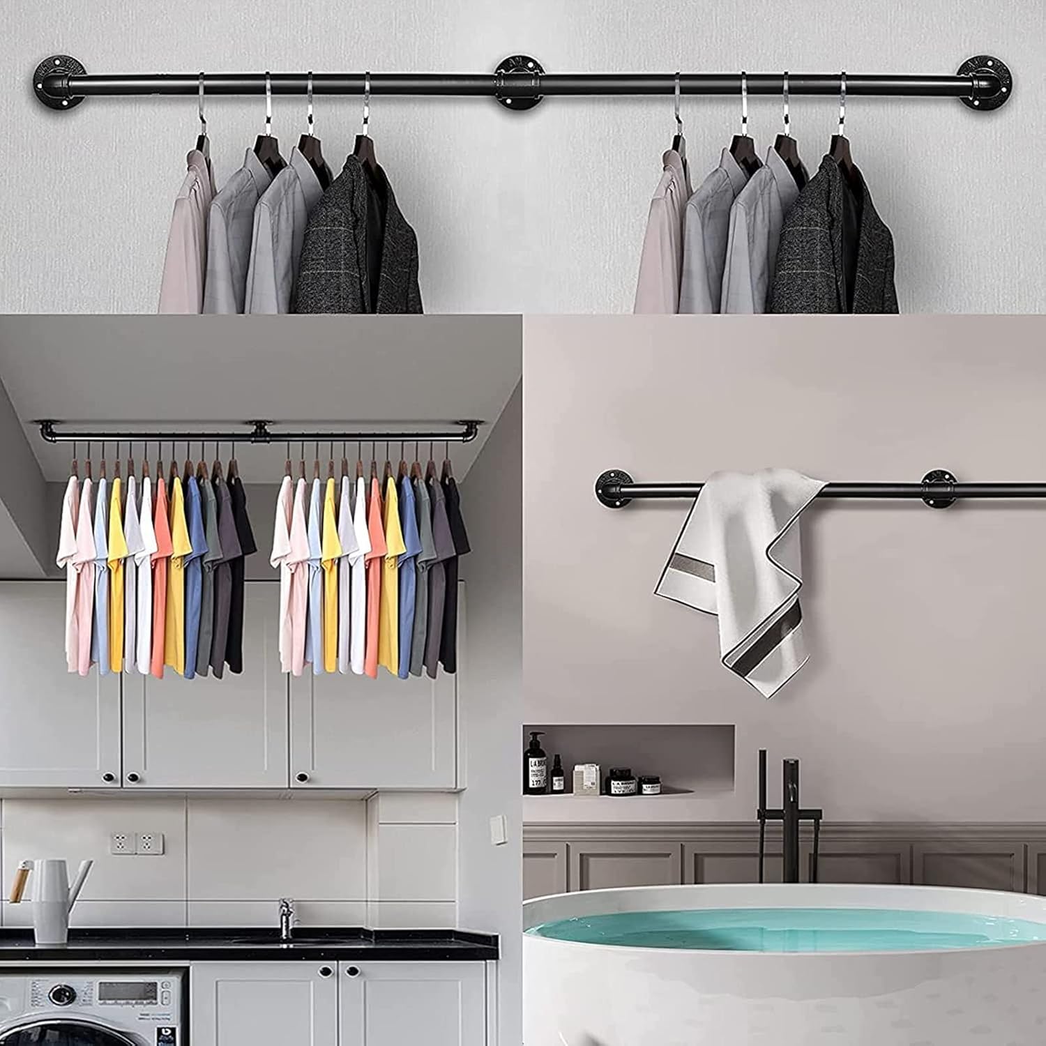 30-300cm Handrail for Stairs Indoor Outdoor Steps Staircases Railing Handrails Disabled Elderly Kids Non-Slip Staircase Handrails Black (Size : 30cm)