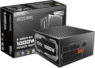 1000W Fully Modular Power Supply, 80+ Gold Certified PSU | ATX 3.1 & PCIe 5.1 Ready | 12V-2x6 Connector | 140mm Low-Noise Fan | 105℃ Japanese Capacitors | Black PSU