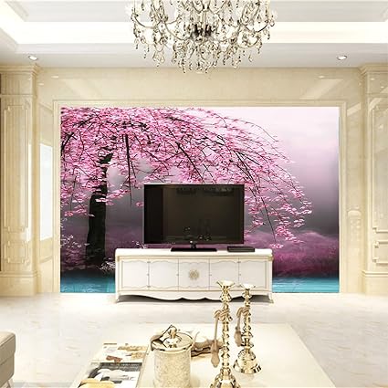 Amazon Co Jp Zcfgg ウォールアートの壁紙 ピンク 木 花 0 X 150cm ホームオフィスの装飾用 Diy 工具 ガーデン