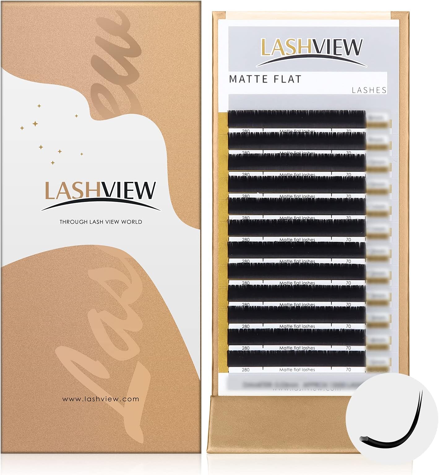 LASHVIEWEyelash Extensions,Mink Black,Individual Lashes,SUPER MATTE,Ellipse Flat Eyelash Extension,0.15mm C Curl 9mm,Semi-permanent,Extremely Soft Application-friendly,Salon Use