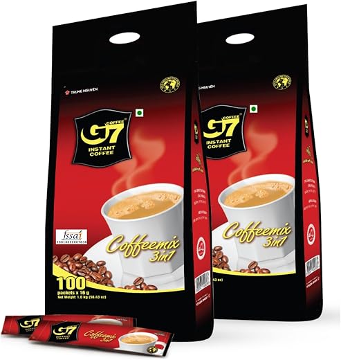 Trung Nguyen G7 3-In-1 Instant Coffee, 100 Servings*16G= 1.6 Kg, Sticks, Bag