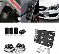 Vista 1 de Xotic Tech - Juego de placa de aluminio con gancho de remolque + tapones para válvulas de aire + cierre de liberación compatible con Mercedes C CLA