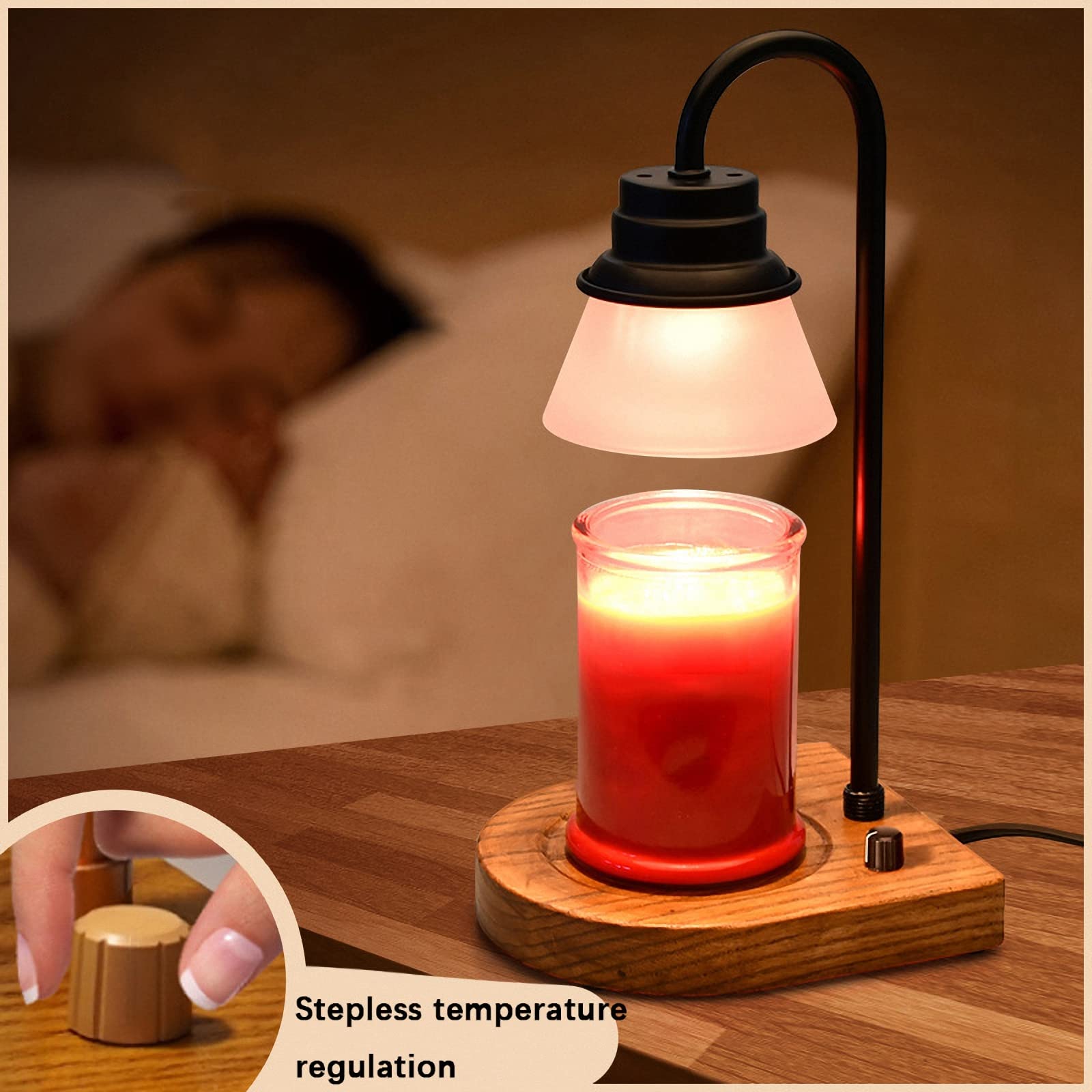 Lampada Cera Fondente per aromaterapia dimmerabile, Lampada da Notte a Candela per Fusione Olio Essenziale per Ufficio, Comodino Camera da Letto, Sala Studio, Soggiorno
