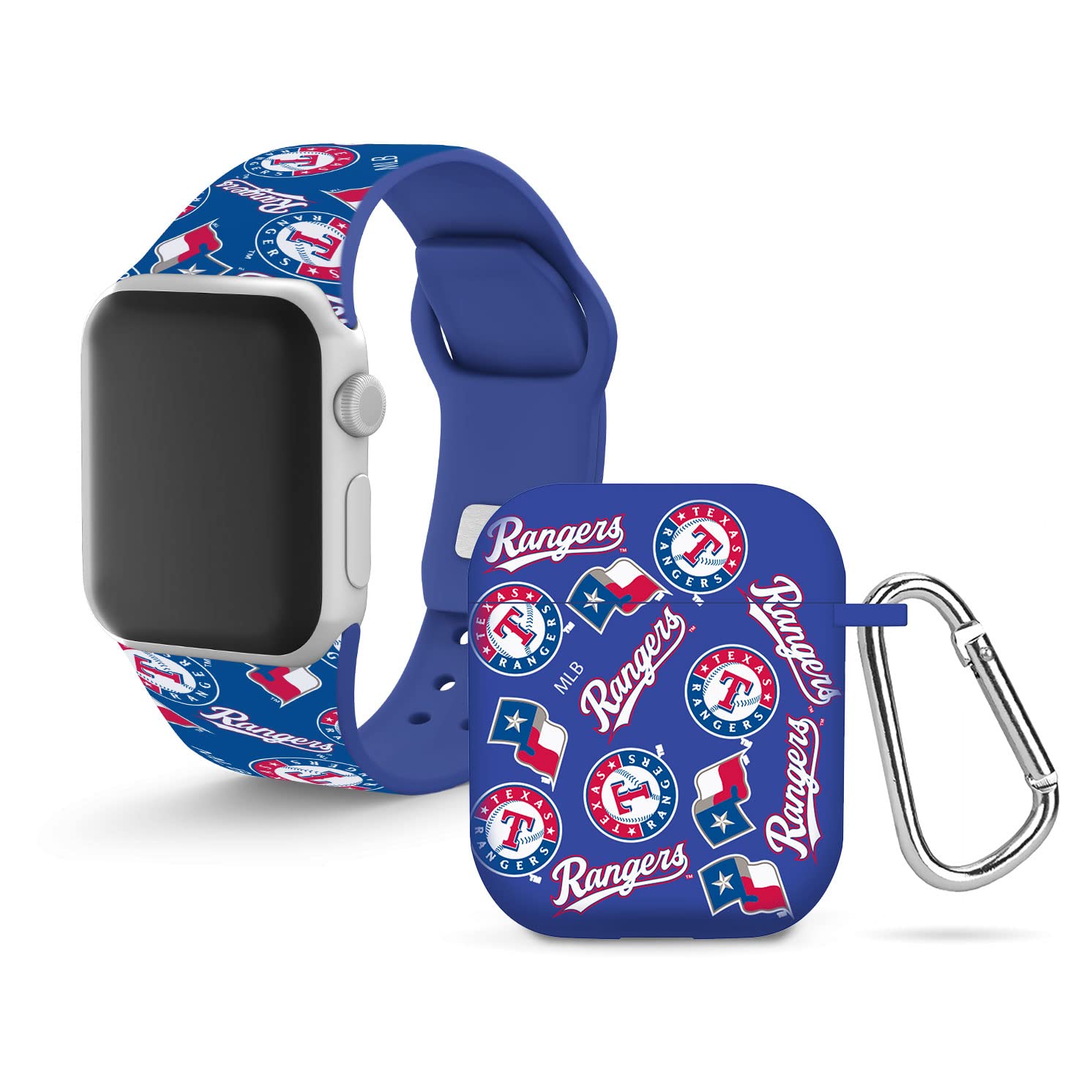 Game Time Texas Rangers HD Combo Package Compatible with Apple Watch and AirPods Gen 1&2 (Random 38/40/41mm Long)