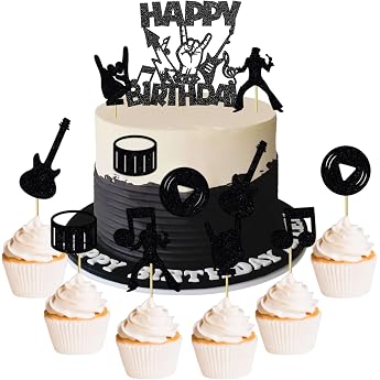 Cake Decoration Disco Cake Decoration Guitar for Musical Theme Birthday Disco Party Decoration Rock Roll Birthday Decoration