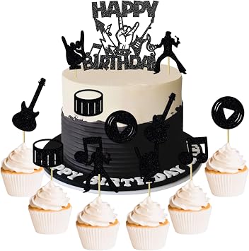 Piano Cake Topper Disco Ball Cake Decorations Music Note Rock Roll Decor