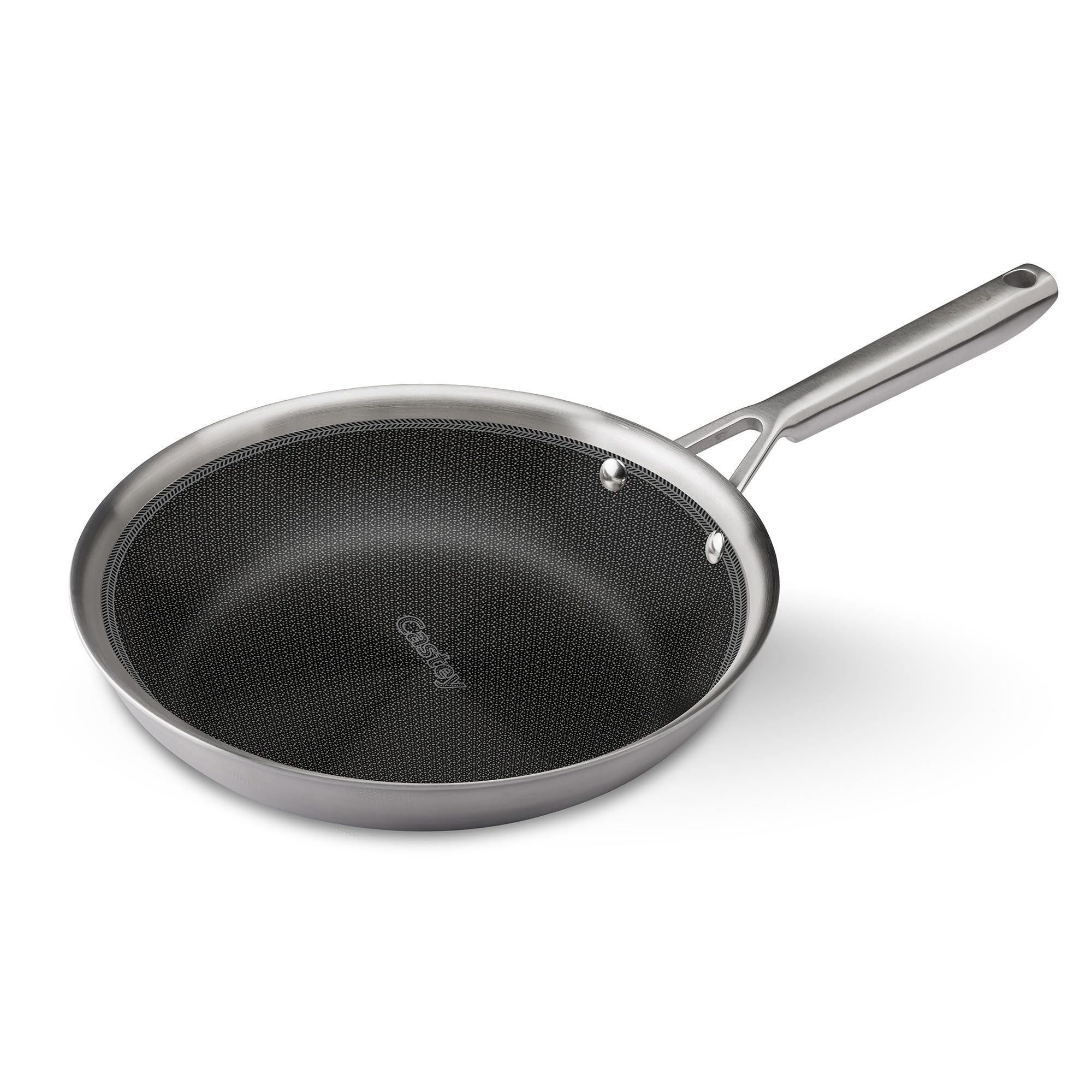 Castey - Sartén de Inducción Malmö Trimetal BeeTech, Modelo MBE-S22, Tamaño 22 cm, Acero Inoxidable 18/10 y Mango Ergonómico, Revestimiento Cerámico BeeTech Sin PFAS, para Todas las Cocinas