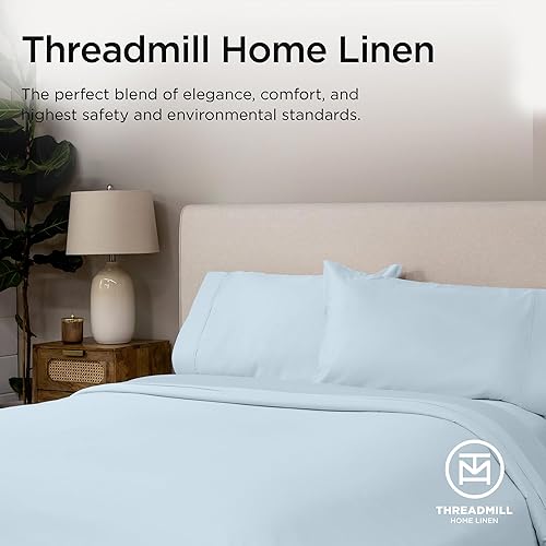 Miniatura 8 de Threadmill Supima - Sábanas tamaño King, cuenta de 1200 hilos, sábanas de lujo americano de 4 piezas para colchón King, sábanas de algodón de